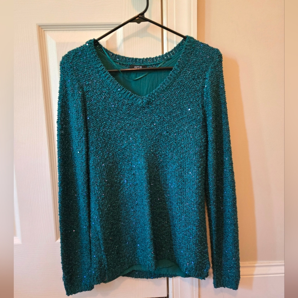 Sparkly Teal Knit Sweater